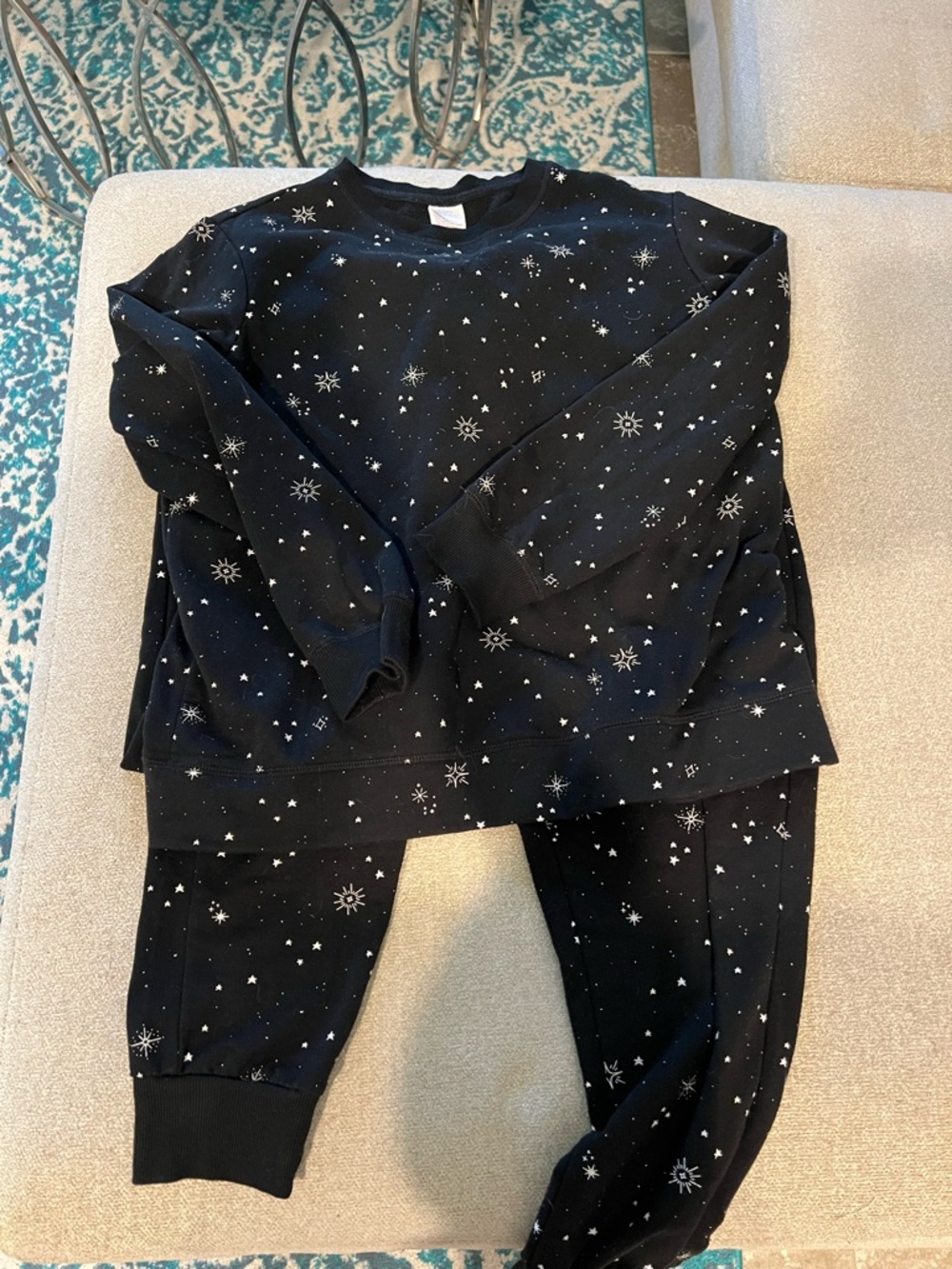 stars above Black Star Print Lounge Set